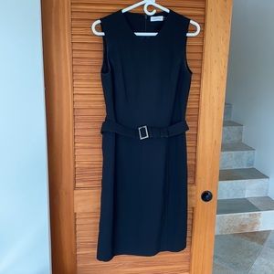 CALVIN KLEIN Black Belted Sheath Dress